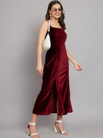 Slit Cuts Bodycon Sleeveless Party Dress Maroon