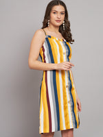 Crepe Flattering Cut and Spaghetti Strap Sleeveless Party Dress