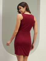 Women's Wine Bodycon Mini Dress