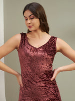 Wine Crushed Velvet Bodycon Mini Dress