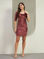 Women's Wine Crushed Velvet Bodycon Mini Dress