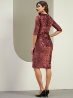 Radiant in Wine: The Crushed Velvet Ruffle Midi Dress