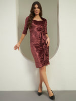 Radiant in Wine: The Crushed Velvet Ruffle Midi Dress