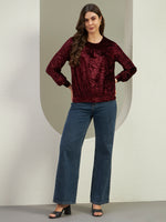 Luxe Wine Crushed Velvet Gathered Top