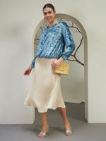 Women's Blue Crushed Velvet Top