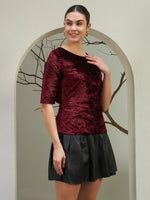 Burgundy Crushed Velvet Tie-Back Top