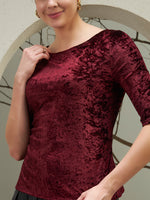 Burgundy Crushed Velvet Tie-Back Top