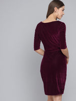 Half Sleeves Bodycon Party Dress Maroon