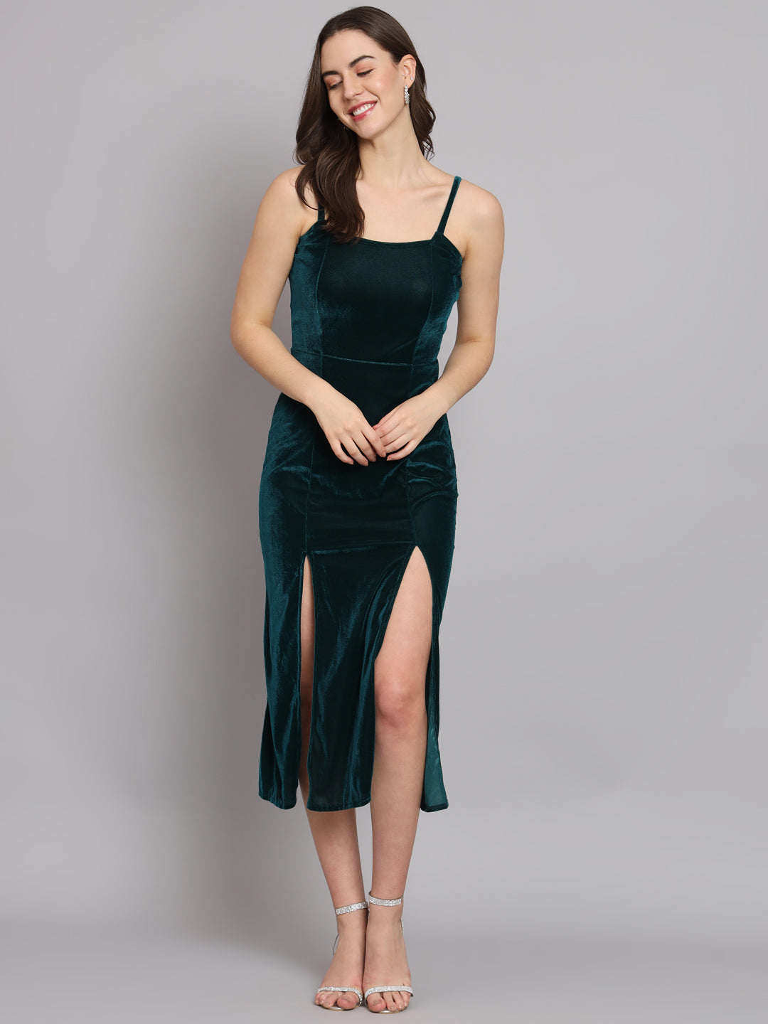 Slit Cuts Bodycon Sleeveless Party Dress Rama Green