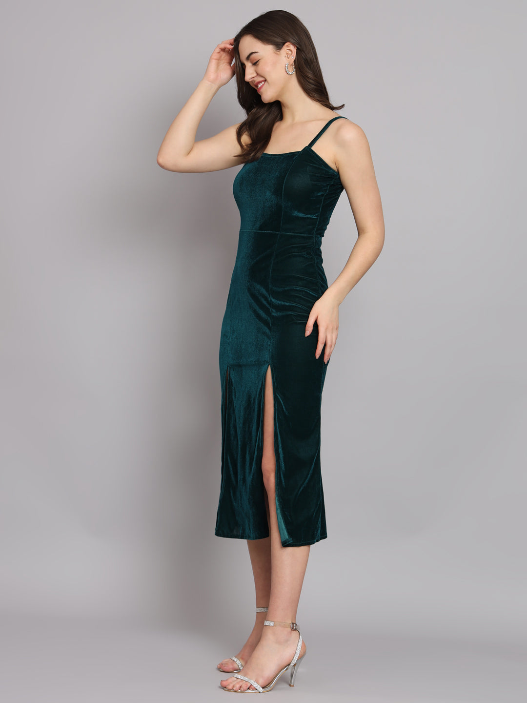 Slit Cuts Bodycon Sleeveless Party Dress Rama Green