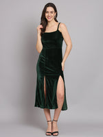 Slit Cuts Bodycon Sleeveless Party Dress Dark Green