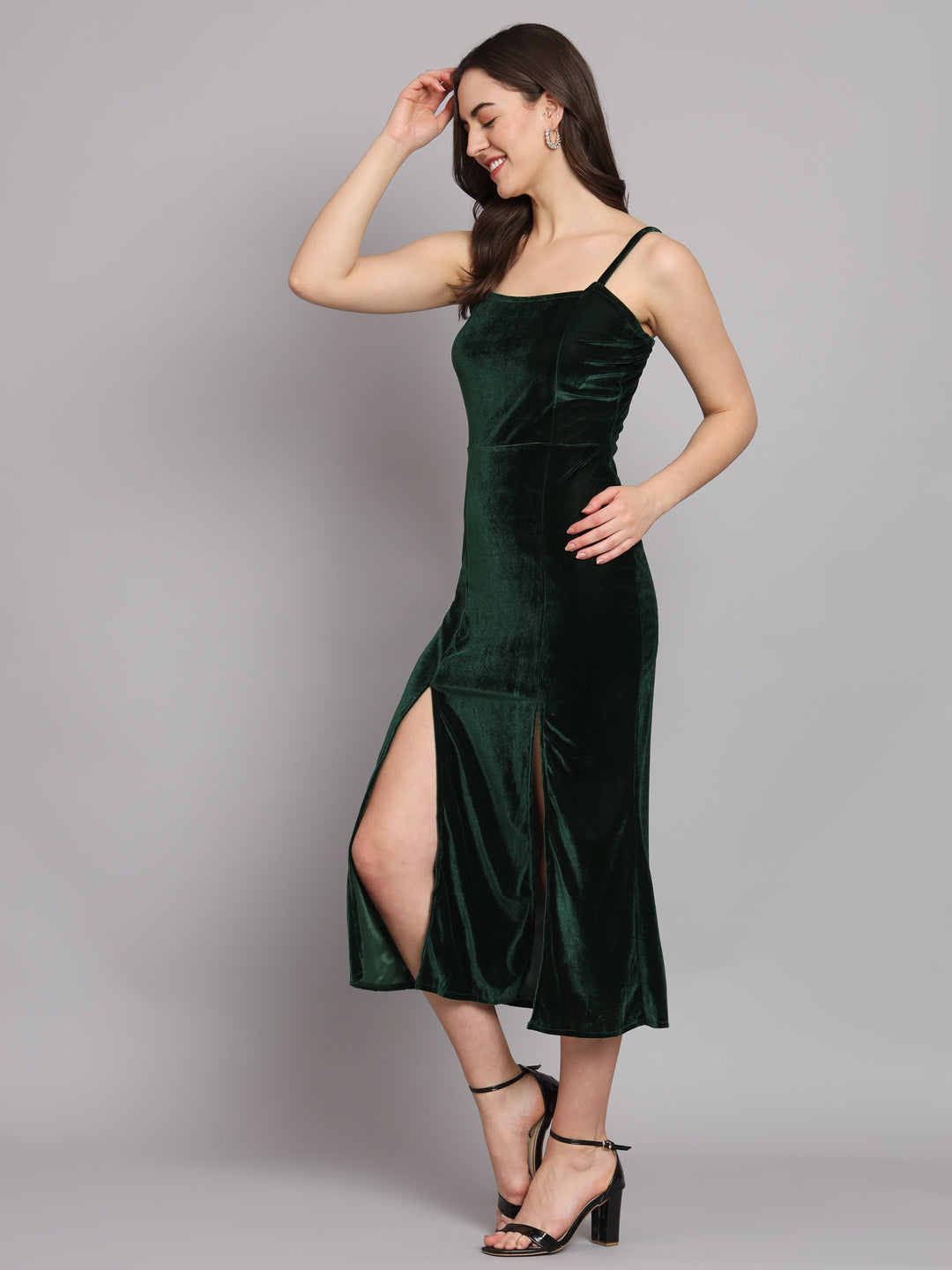 Slit Cuts Bodycon Sleeveless Party Dress Rama Green