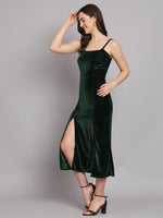 Slit Cuts Bodycon Sleeveless Party Dress Dark Green