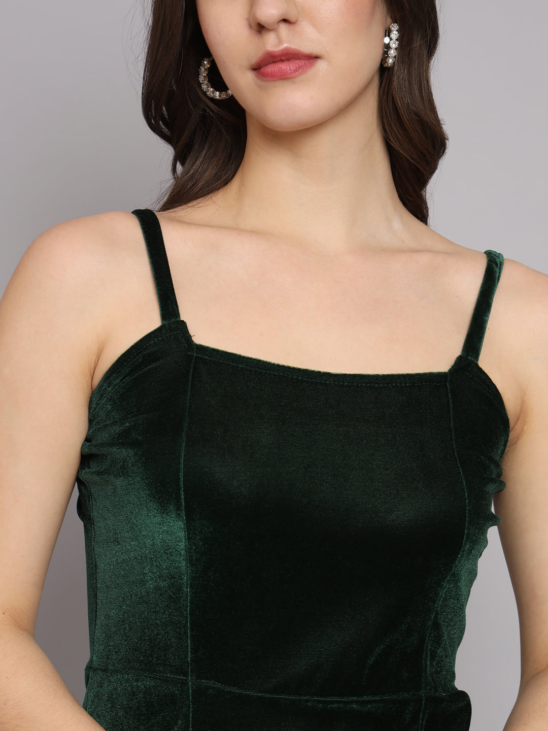 Slit Cuts Bodycon Sleeveless Party Dress Dark Green