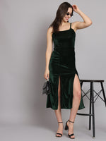 Slit Cuts Bodycon Sleeveless Party Dress Dark Green