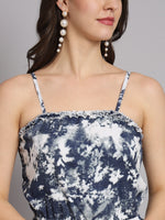 Tie & Dye Tiered A-Line Midi Sleeveless Dress for Women