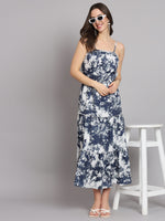 Tie & Dye Tiered A-Line Midi Sleeveless Dress for Women