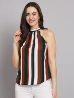 Crepe Multi Color Stripes Sleeveless Top