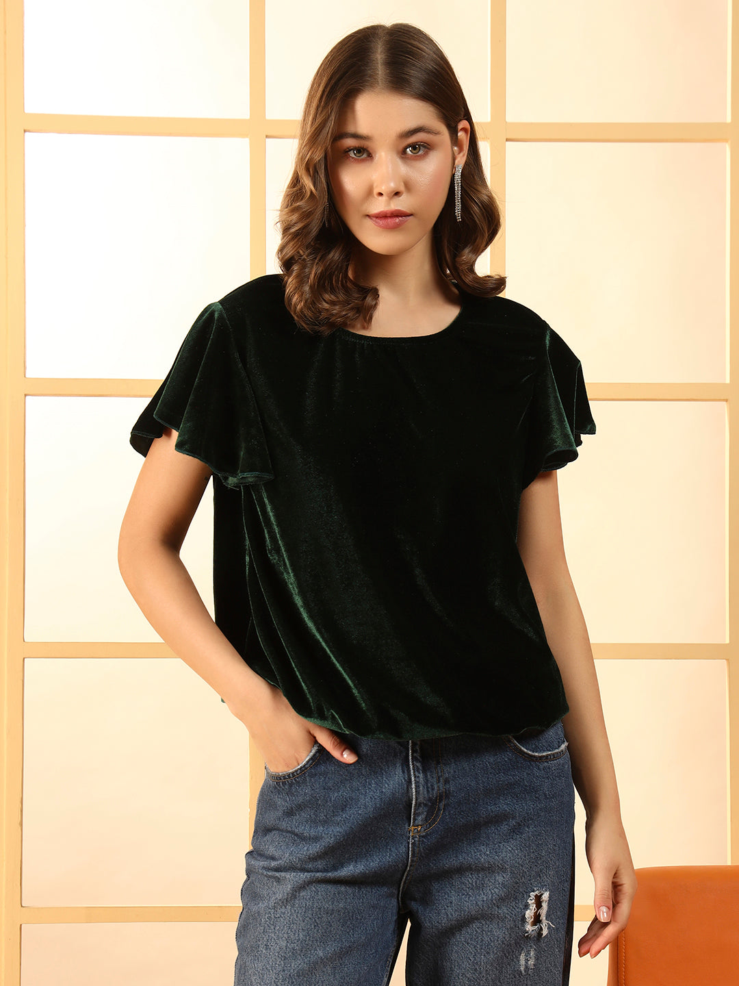 Shiny Velvet Party Top for Women
