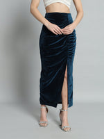 Ankle Length Long Ruched Party Skirt Maroon