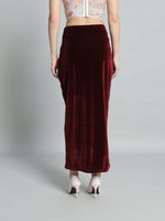 Ankle Length Long Ruched Party Skirt Maroon