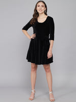 A-Line Quarter Sleeves Party Dress with Waistband