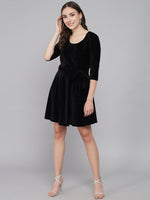 A-Line Quarter Sleeves Party Dress with Waistband