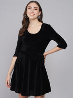 A-Line Quarter Sleeves Party Dress with Waistband