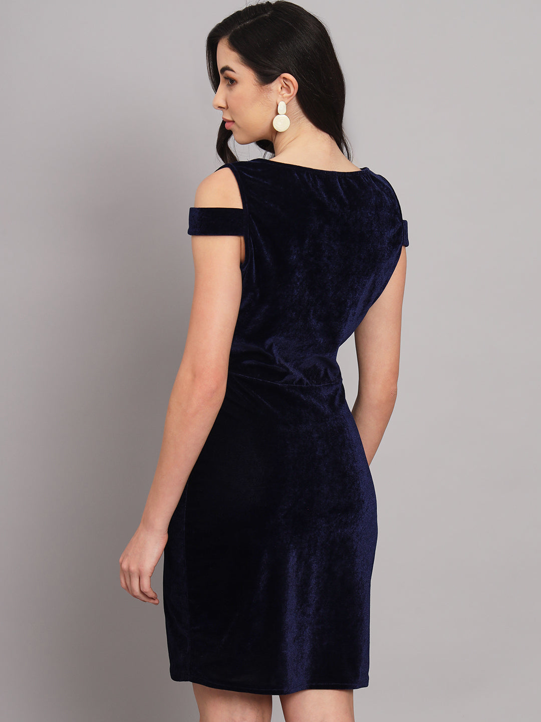 Cold Shoulder Bodycon Party Dress Navy Blue