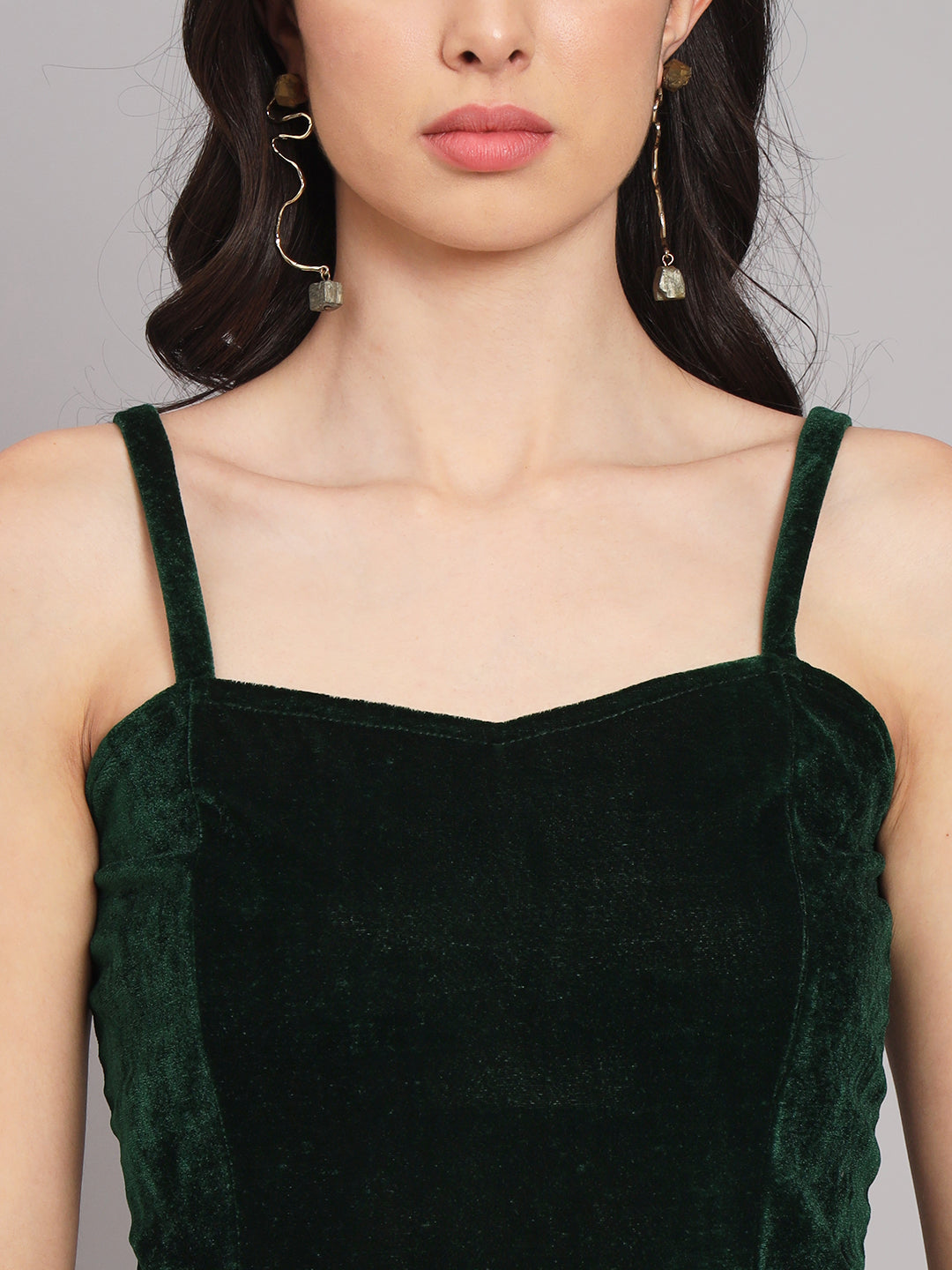 Maxi Sleeveless Velvet Square Neck Bodycon Dress Green