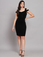 Cold Shoulder Bodycon Party Dress Black