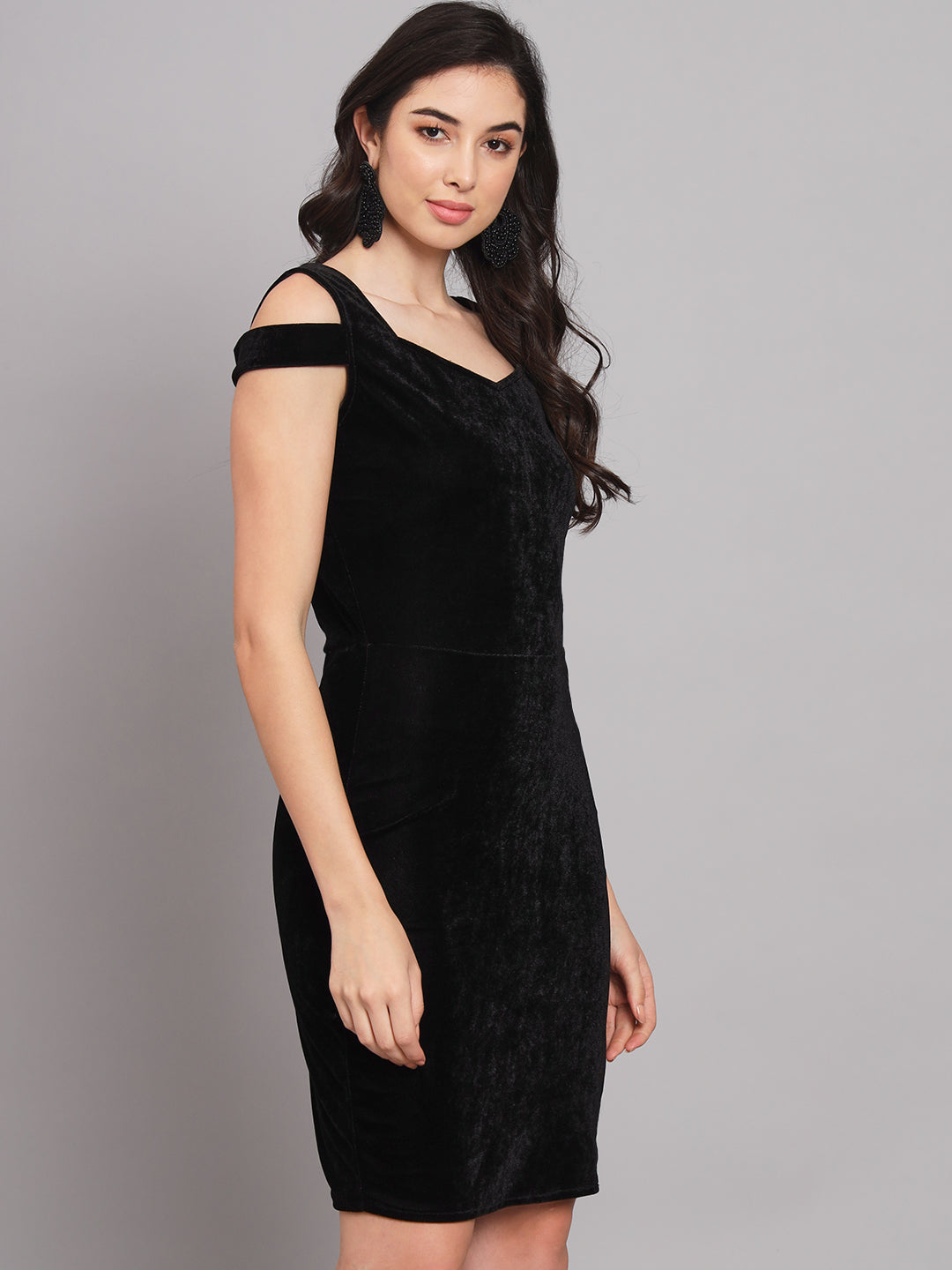 Cold Shoulder Bodycon Party Dress Black