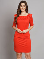 Red Sheath Lycra Dress for Women