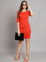 Red Sheath Lycra Dress for Women