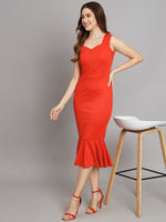 Red Lycra Western Bodycon Dress