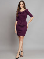 Wine Sheath Lycra Dress for Women