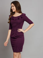 Wine Sheath Lycra Dress for Women