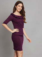 Wine Sheath Lycra Dress for Women