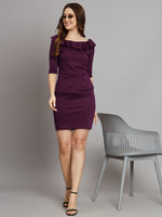 Wine Sheath Lycra Dress for Women