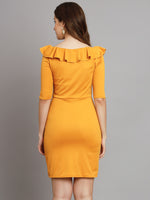 Yellow Sheath Lycra Dress for Women