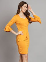 Lycra Yellow Dress for Women