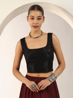 Pearl Touch Lycra Shimmery Readymade Sleeveless Blouse for Women