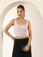 Pearl Touch Lycra Shimmery Readymade Sleeveless Blouse for Women