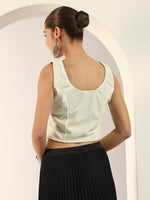 Pearl Touch Lycra Shimmery Readymade Sleeveless Blouse for Women