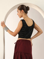 Pearl Touch Lycra Shimmery Readymade Sleeveless Blouse for Women