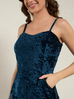 Royal Navy Crushed Velvet Wide-Leg Jumpsuit