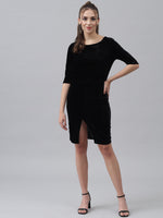 Half Sleeves Bodycon Party Dress Black