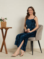 Royal Navy Crushed Velvet Wide-Leg Jumpsuit