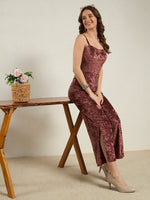 Rosewood Crushed Velvet Wide-Leg Jumpsuit