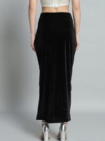 Ankle Length Long Ruched Party Skirt Black